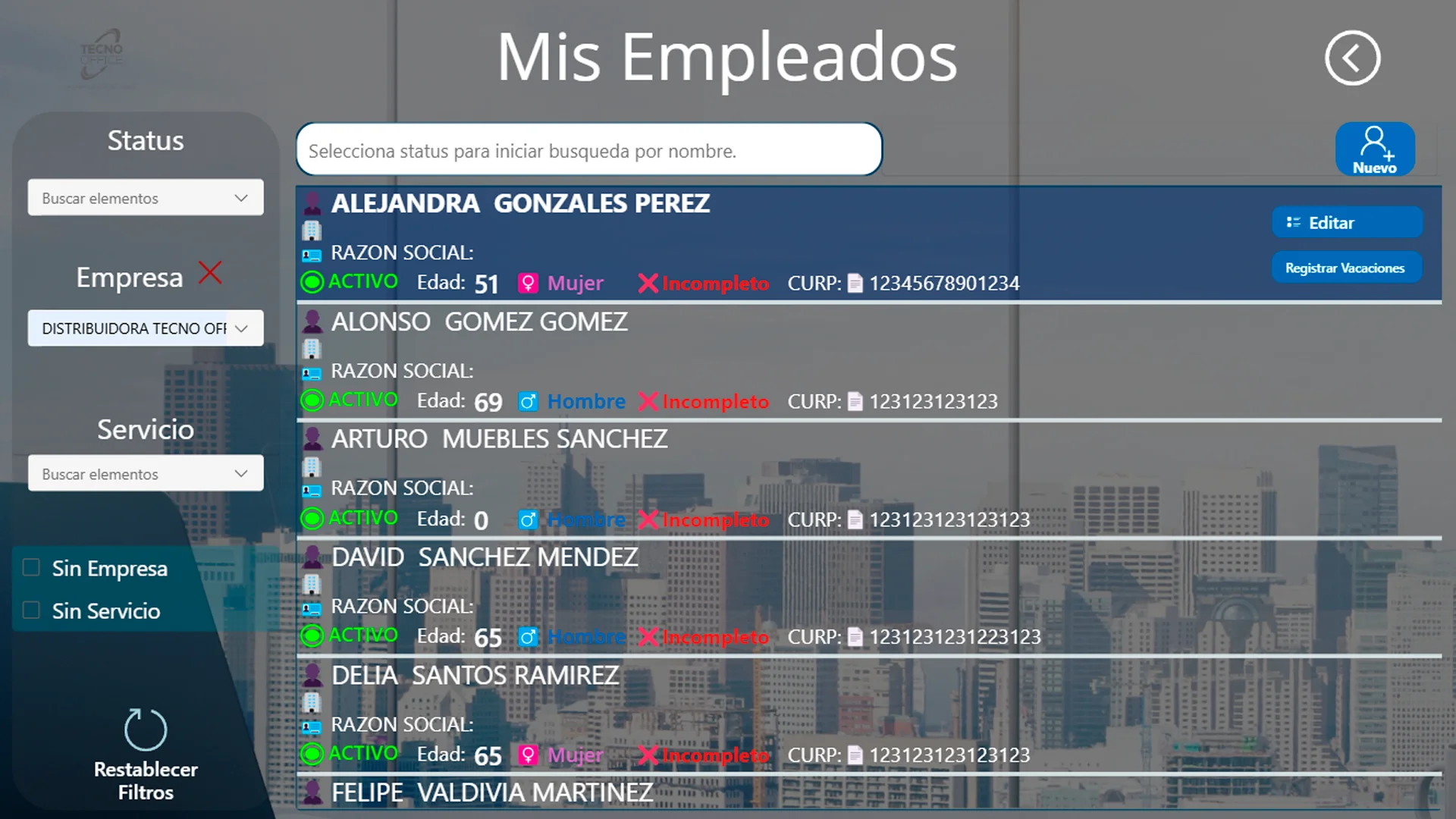 Alta de empleado - Capital Humano