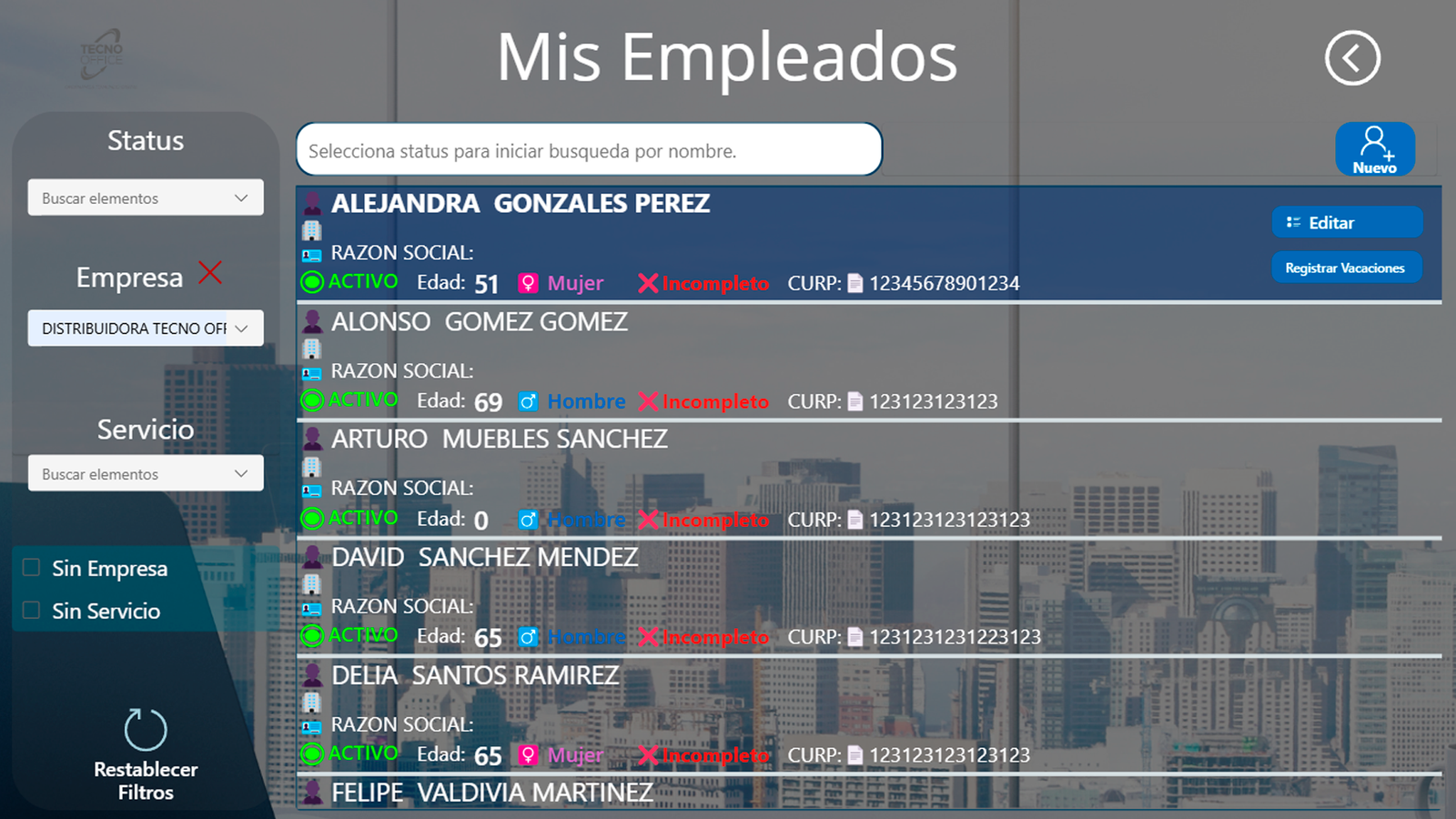 Alta de empleado - Capital Humano