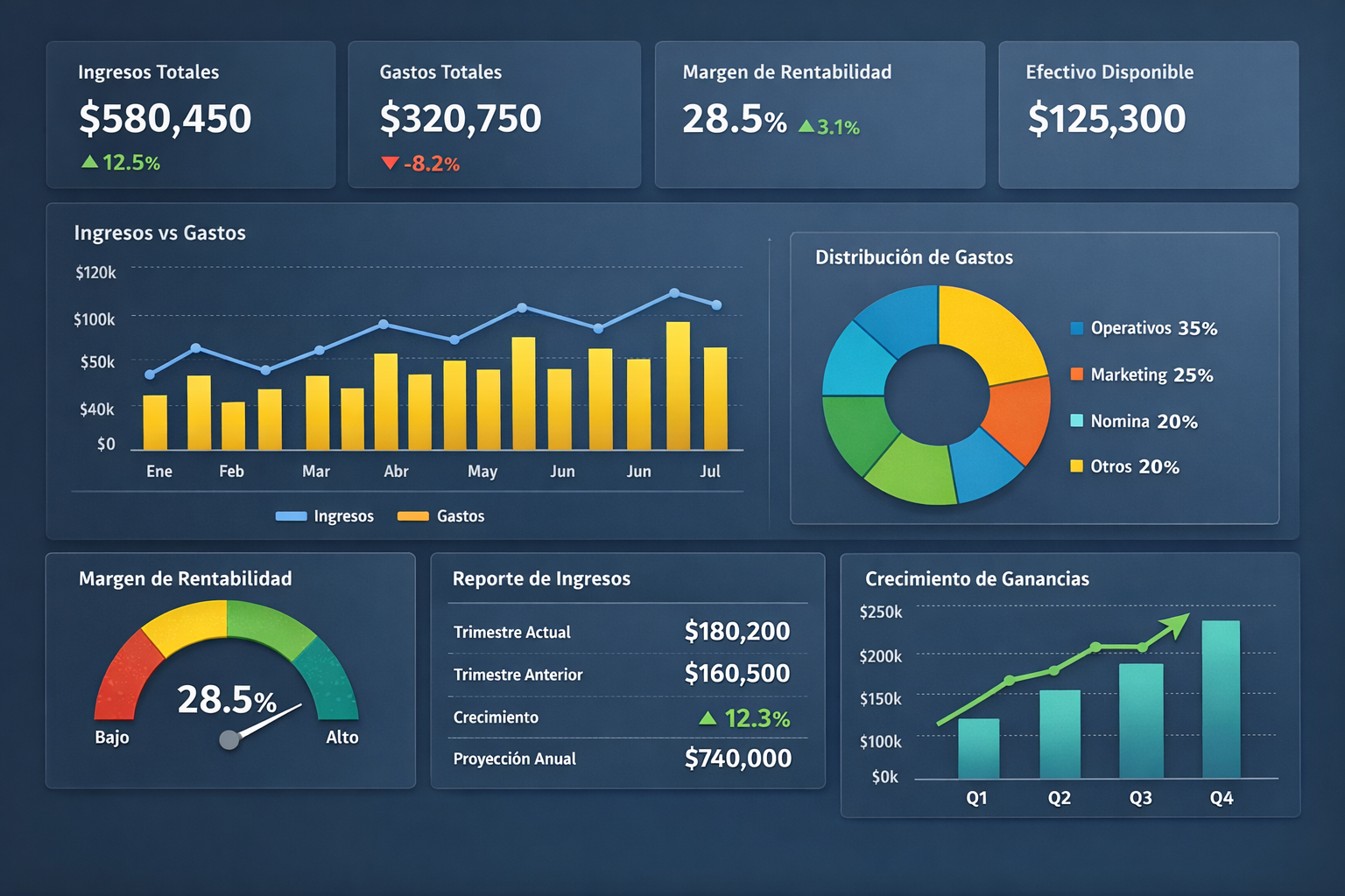 Dashboard financiero en Power BI